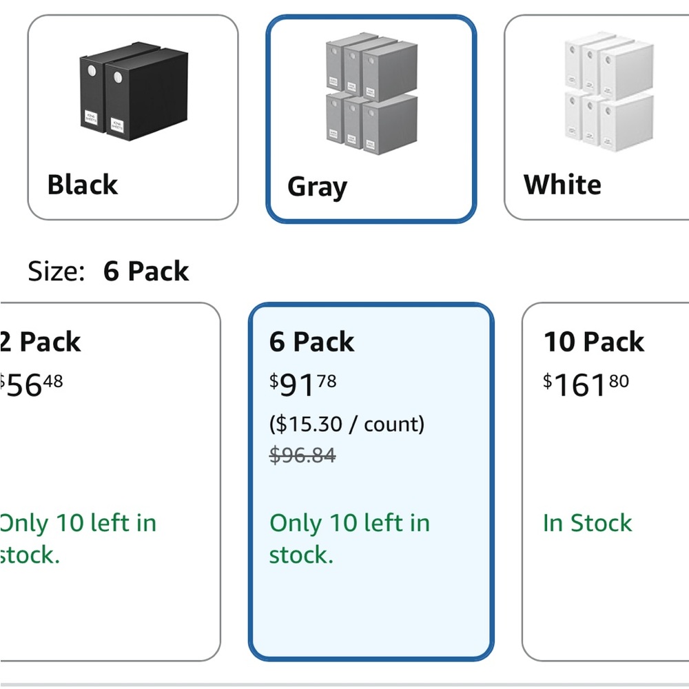 Gray Linen Storage/ Organizer Box - 6 Pack